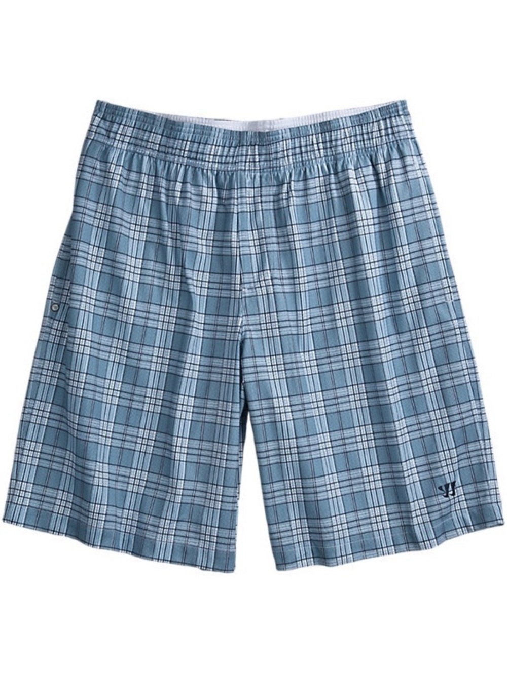 Warrior Lacrosse Shorts Mens Medium Lax Light Blue Navy White Black Plaid Summer